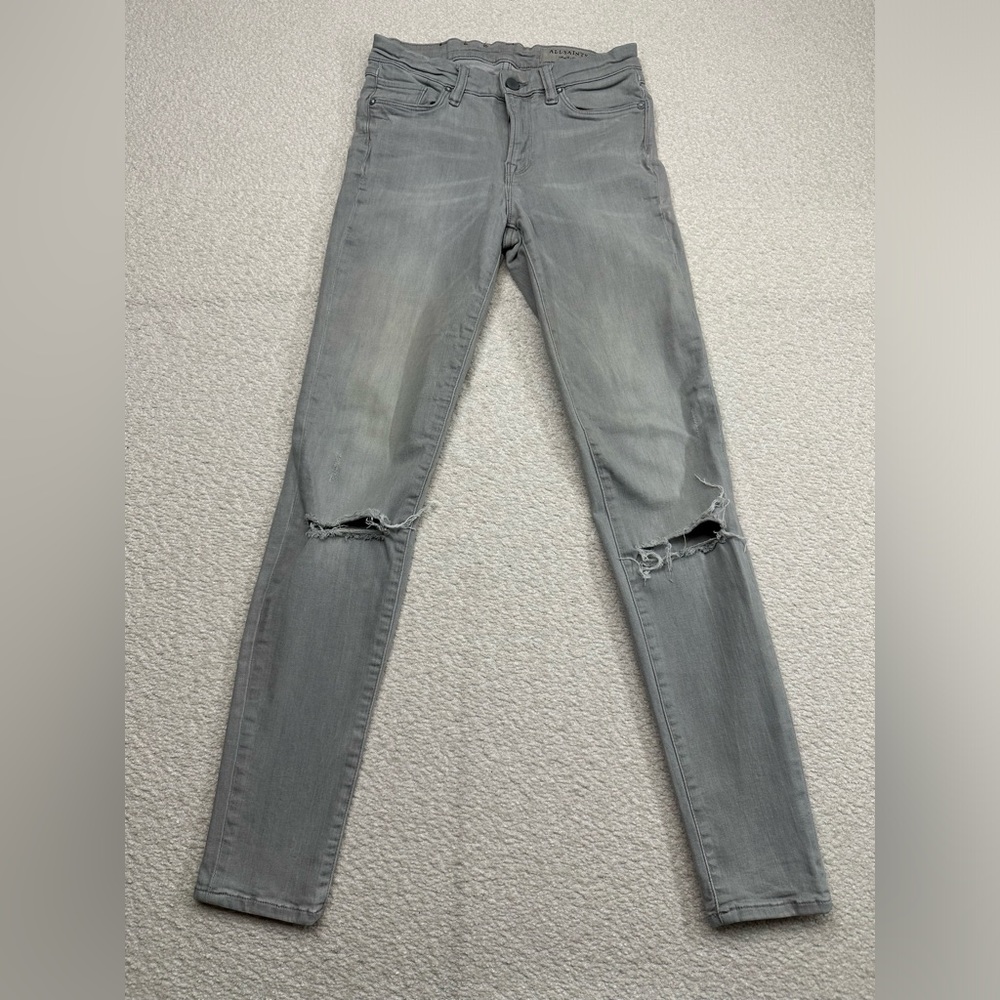 AllSaints Grace Slashed Jeans Gray Women’s Size 26 Waist